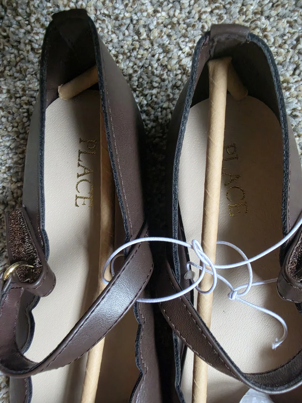 Place Girls' Dark Brown Scalloped Mary Jane Shoes